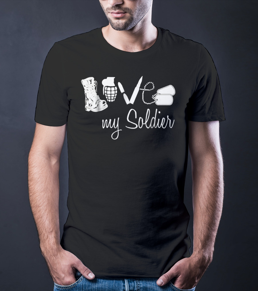 Love My Soldier Army Wife Girlfriend Husband T-Shirt