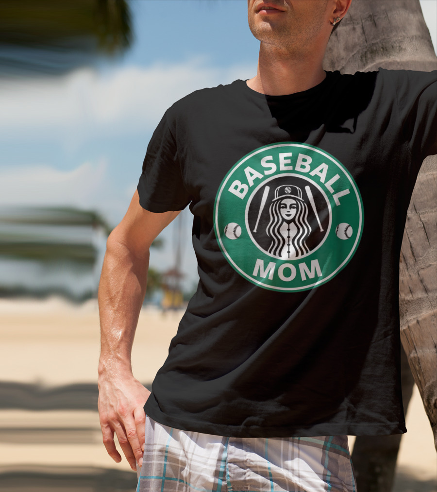 Baseball Mom Coffee Logo Style29 Double Baseball Bats Green Circle T-Shirt