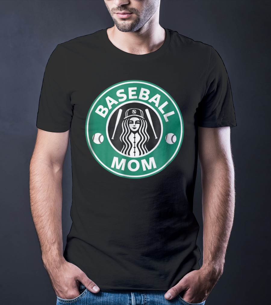 Baseball Mom Coffee Logo Style29 Double Baseball Bats Green Circle T-Shirt