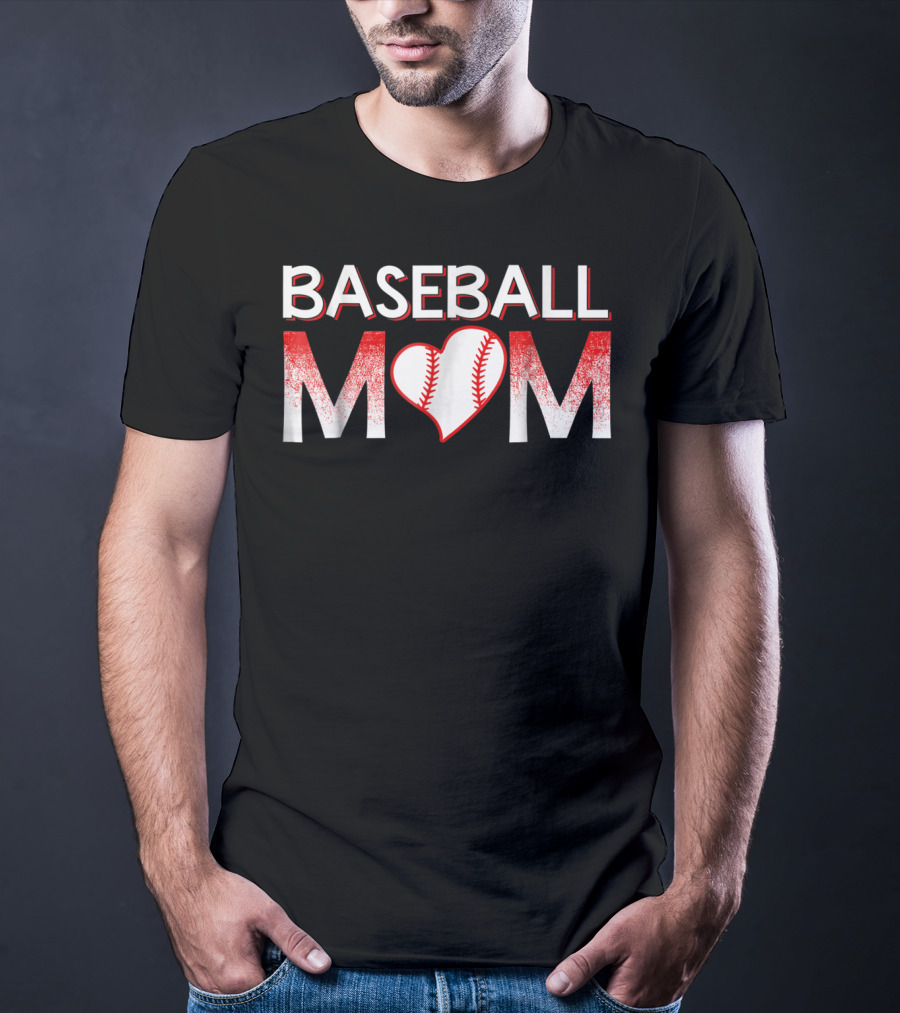 Baseball Mom Love Baseball Player Heart T-Shirt