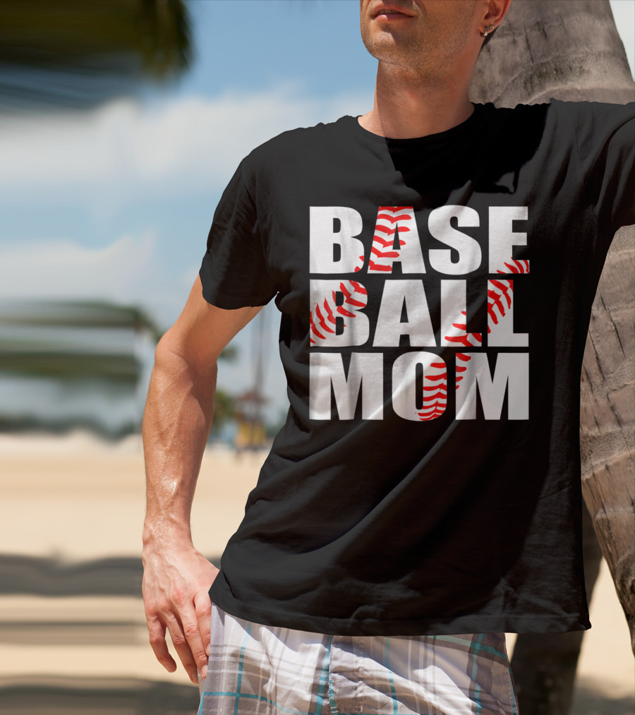 Baseball Mom Baseball Stitch T-Shirt