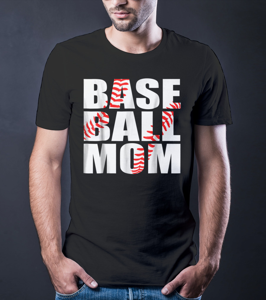 Baseball Mom Baseball Stitch T-Shirt