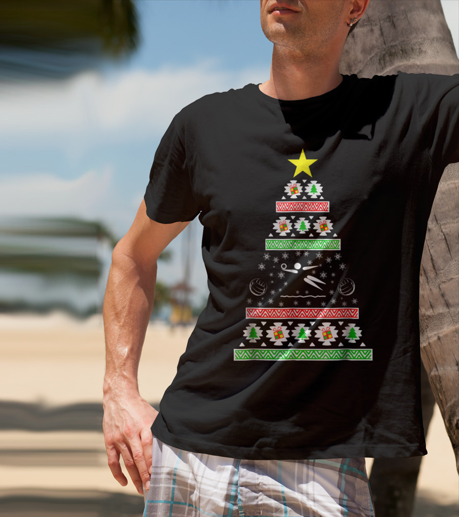 Beach Volleyball Ugly Christmas Tree Dad33 T-Shirt