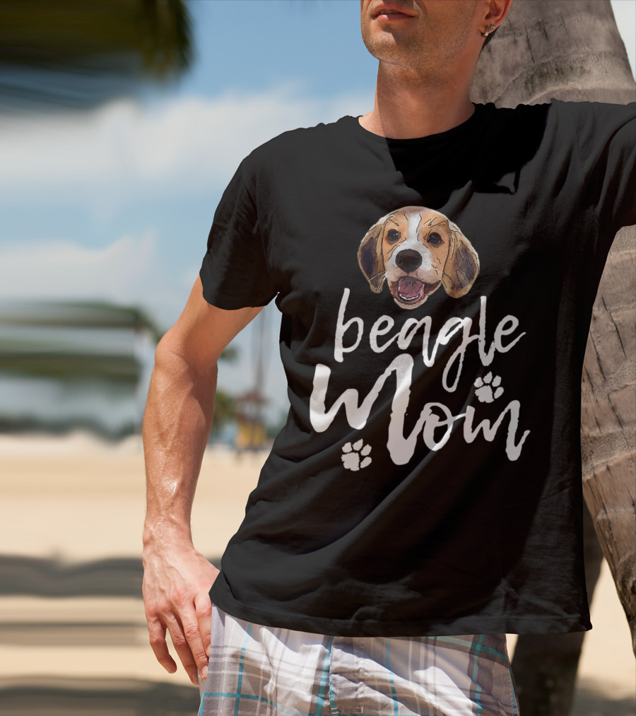 Beagle Mom Cute Dog Face Paw Prints T-Shirt