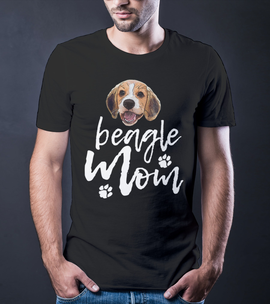 Beagle Mom Cute Dog Face Paw Prints T-Shirt