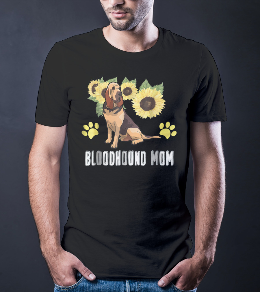 Bloodhound Mom Sunflower Paws T-Shirt