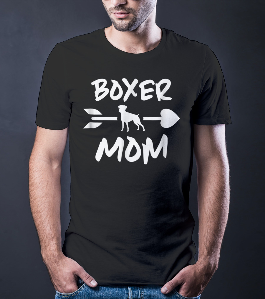 Boxer Mom Boxer Mama Dog Lover 90 Heart Arrow Dog T-Shirt