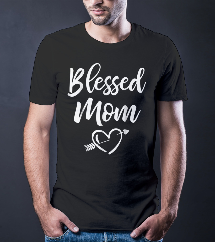 Blessed Mom Heart Arrow Christmas Birthday T-Shirt