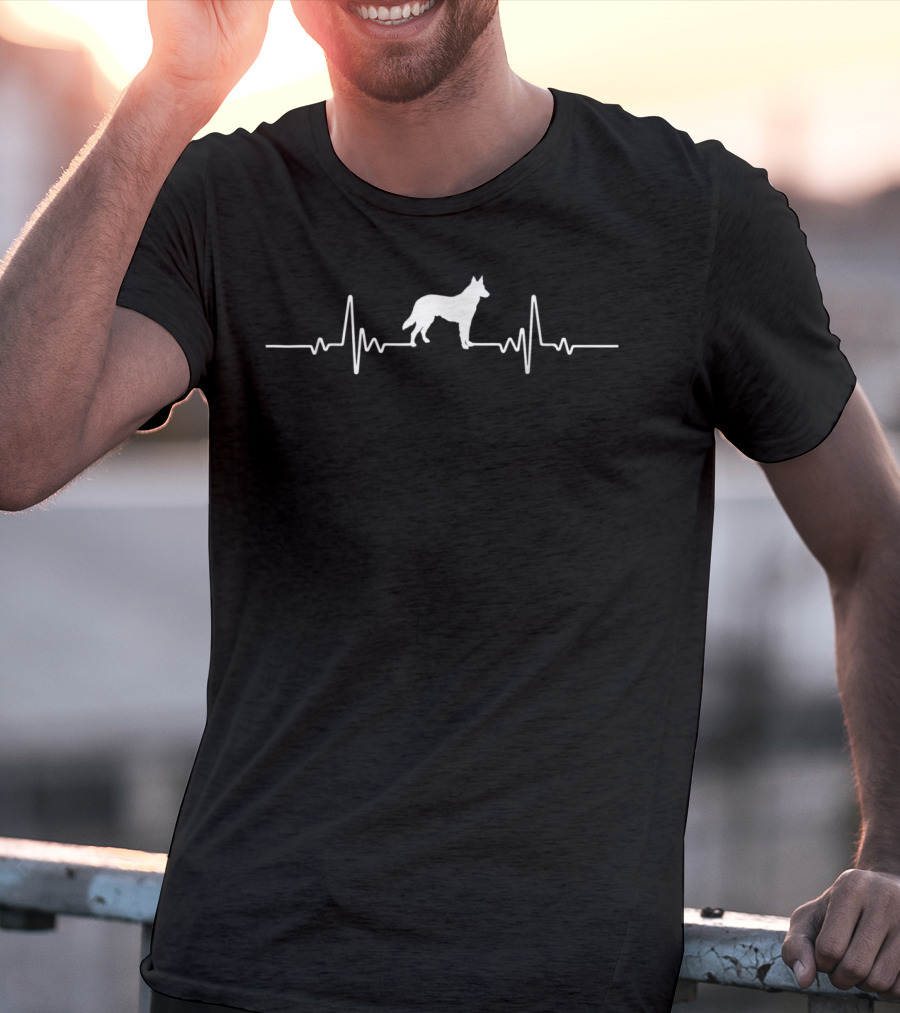 Blue Heeler Heartbeat Line Dog T-Shirt