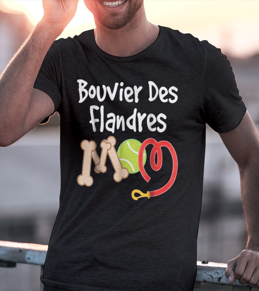 Bouvier Des Flandres Mom Bone Tennis Ball Leash T-Shirt