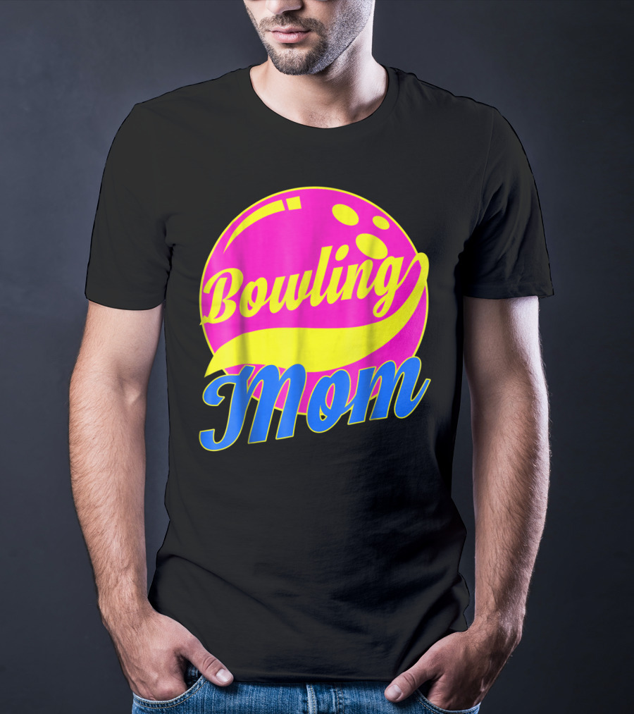 Bowling Mom Bowler League Pink Yellow Bowling Ball T-Shirt