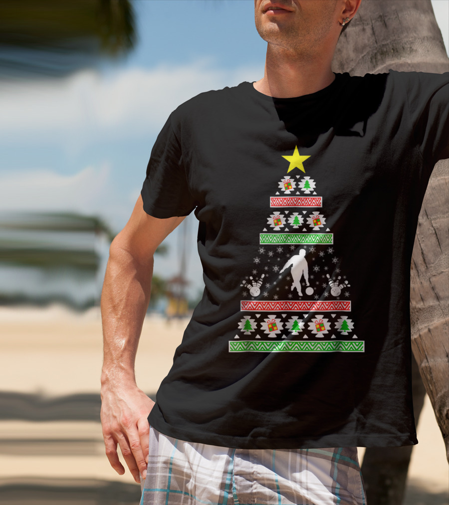 Bowling Ugly Christmas Tree Bowler Mom Dad Holiday T-Shirt