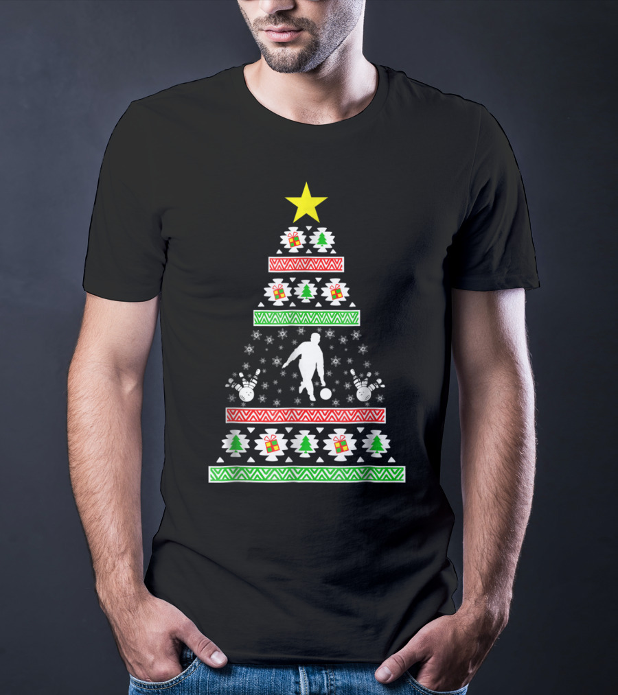 Bowling Ugly Christmas Tree Bowler Mom Dad Holiday T-Shirt