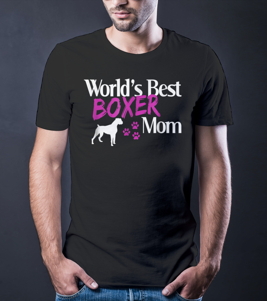 World's Best Boxer Mom With Paw Prints T-Shirt