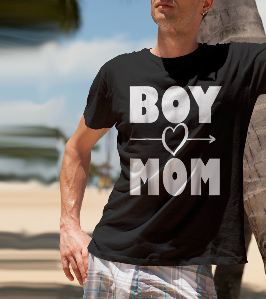 BOY MOM Heart With Arrow T-Shirt