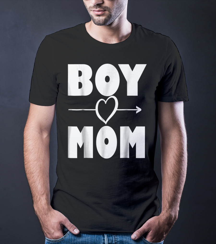 BOY MOM Heart With Arrow T-Shirt