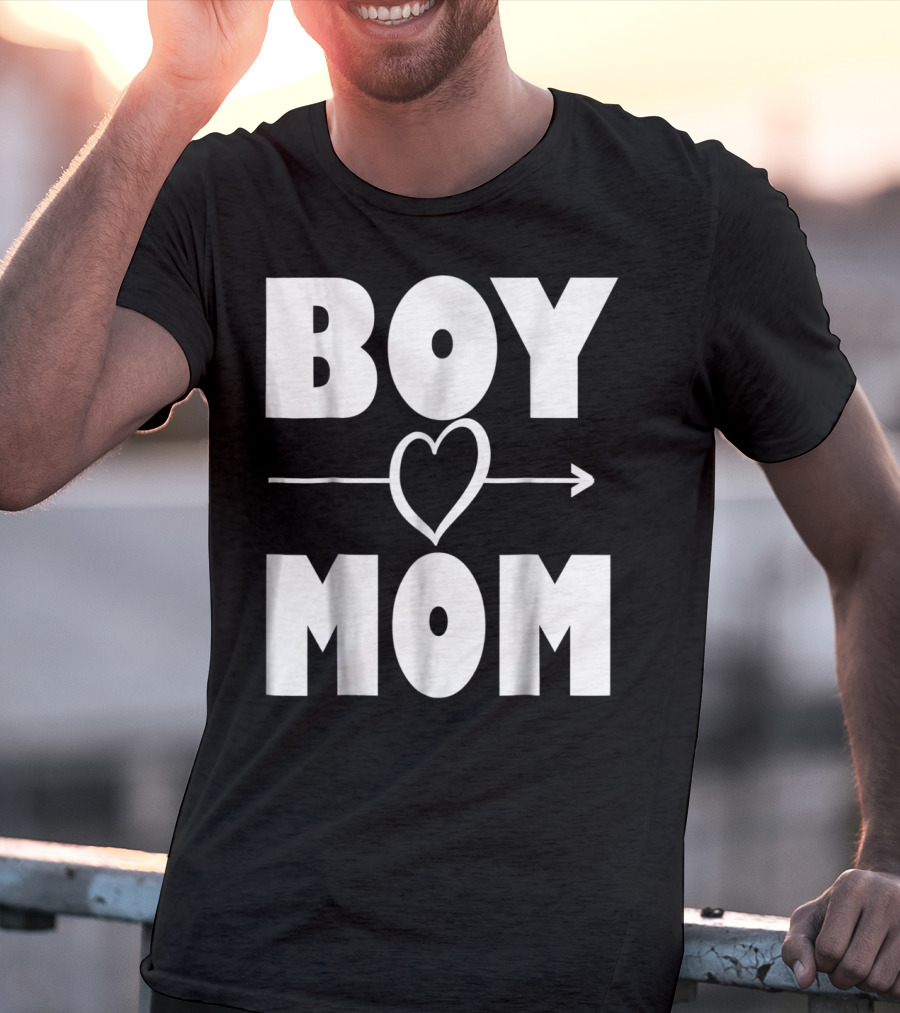 BOY MOM Heart With Arrow T-Shirt