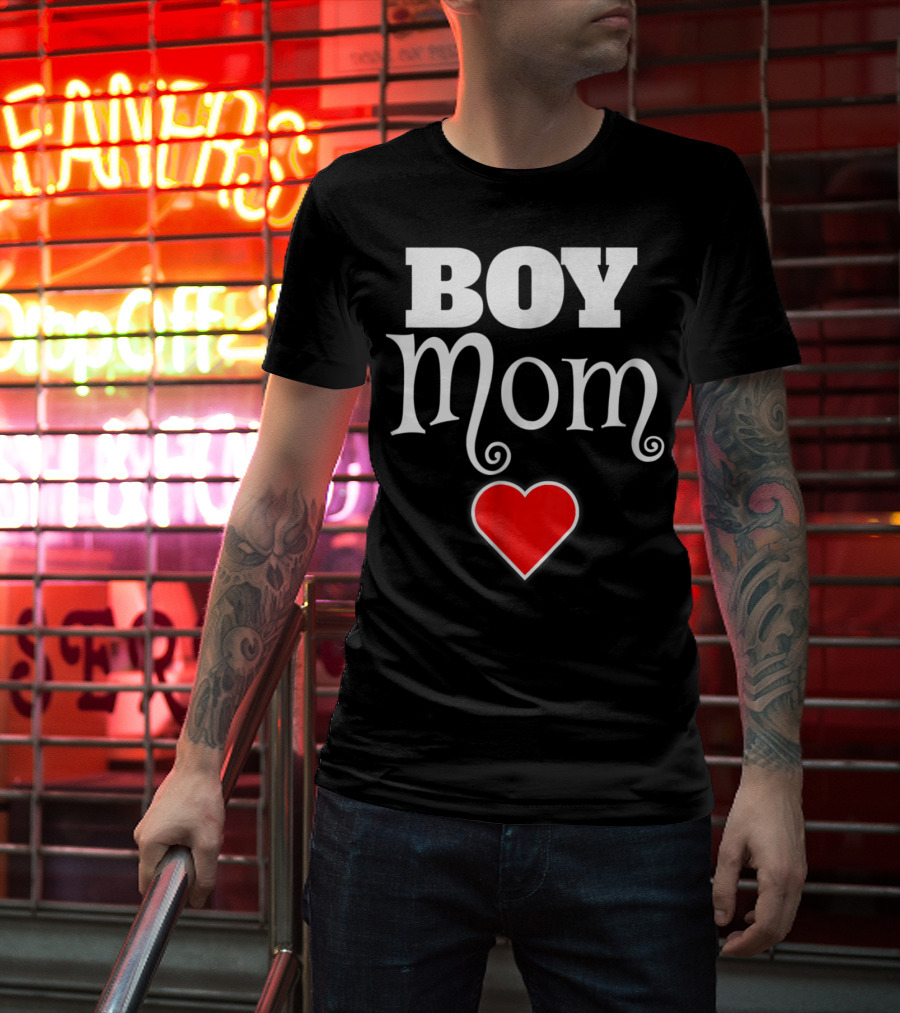 Boy Mom Heart Love My Boys Mother Of Boys T-Shirt