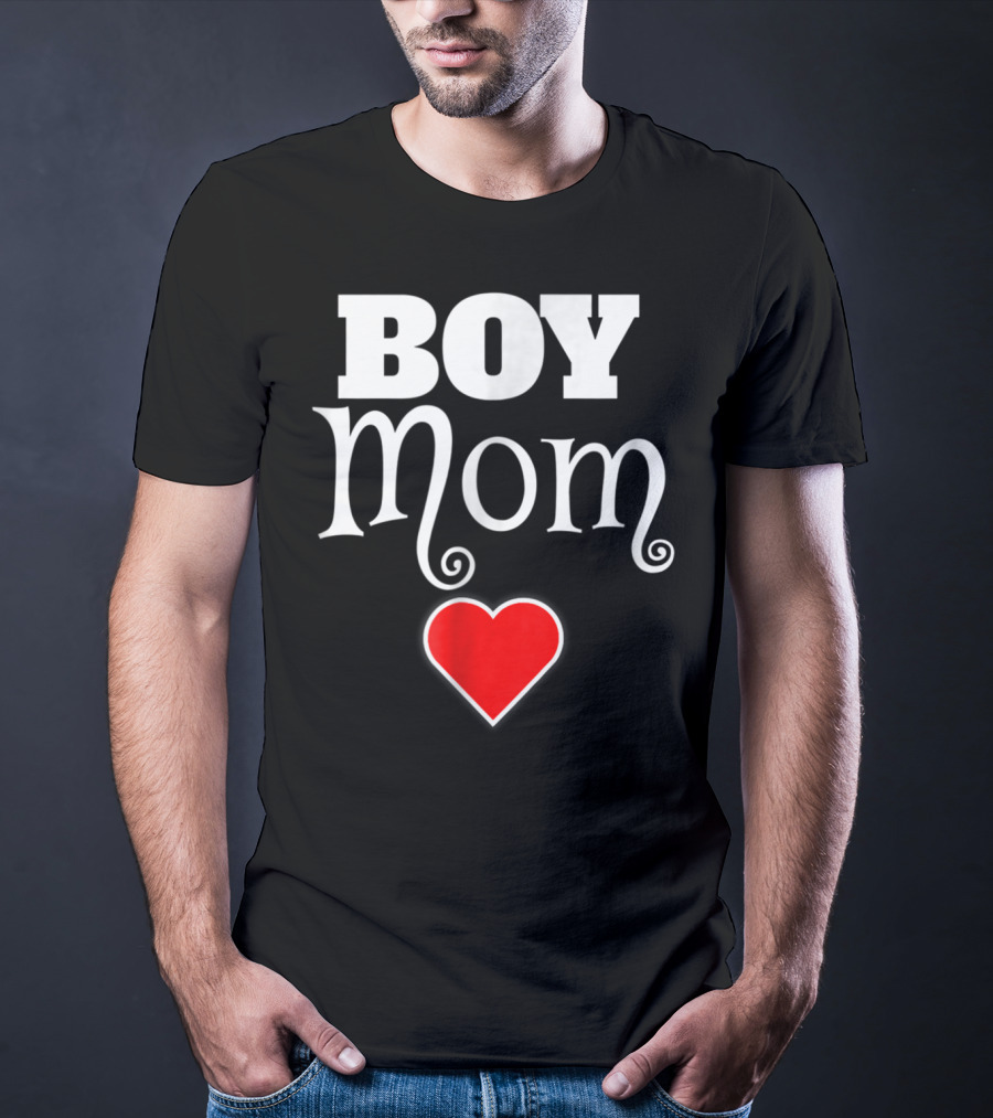 Boy Mom Heart Love My Boys Mother Of Boys T-Shirt