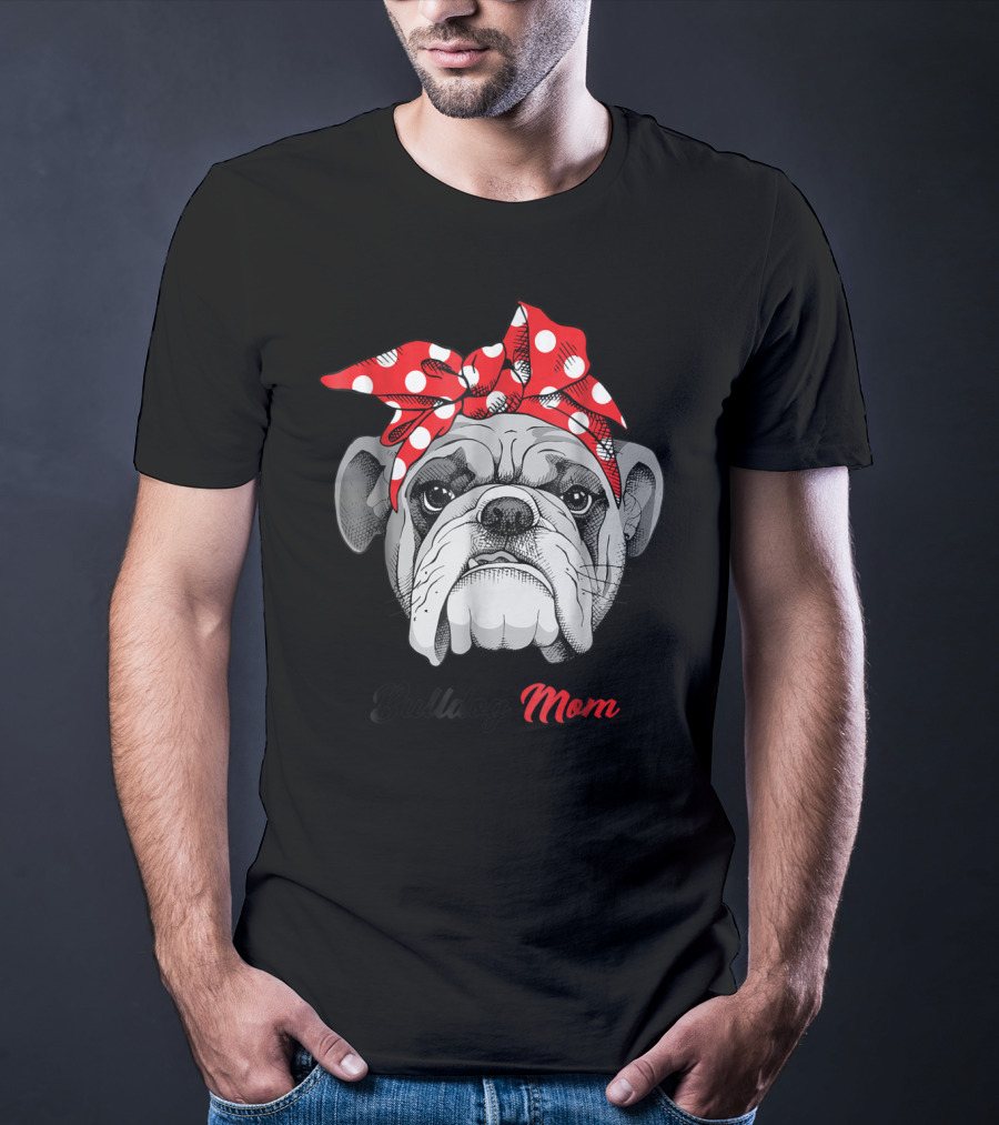 Bulldog Mom Polka Dot Bandana T-Shirt