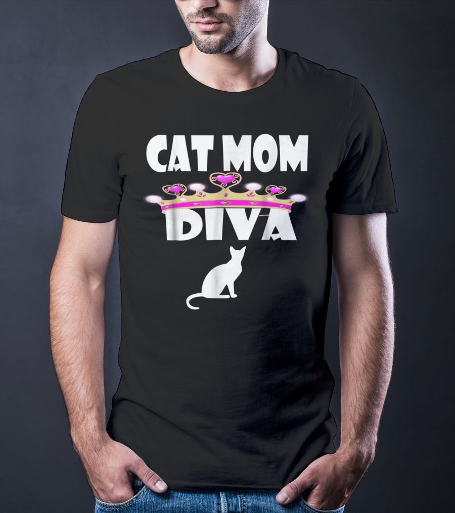 Cat Mom Diva Crown Silhouette Tee63 T-Shirt