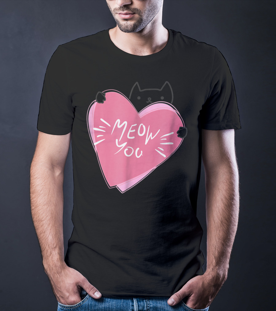 Cat Mom Meow You Cute Pink Heart Love Cat T-Shirt