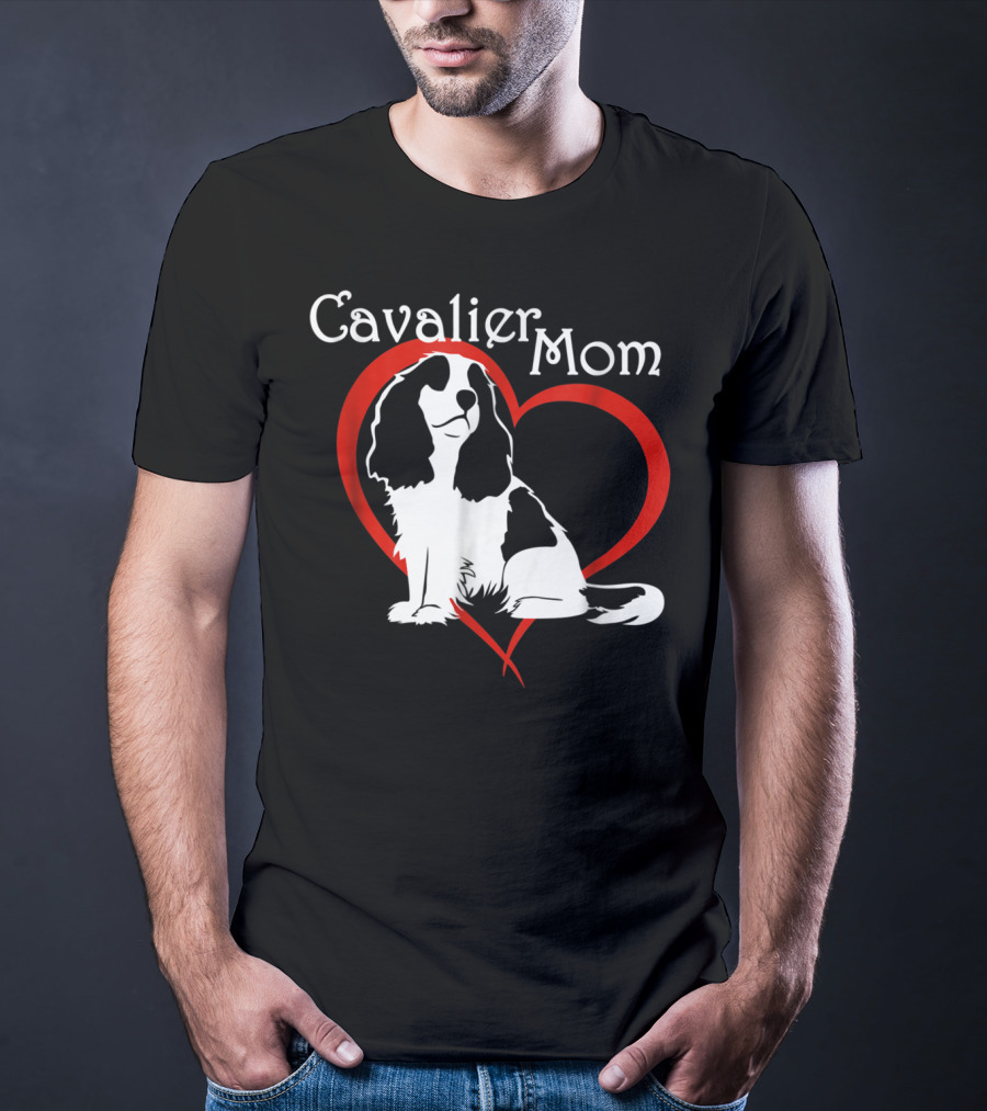Cavalier Mom CKCS Heart NickerStickers Dog T-Shirt