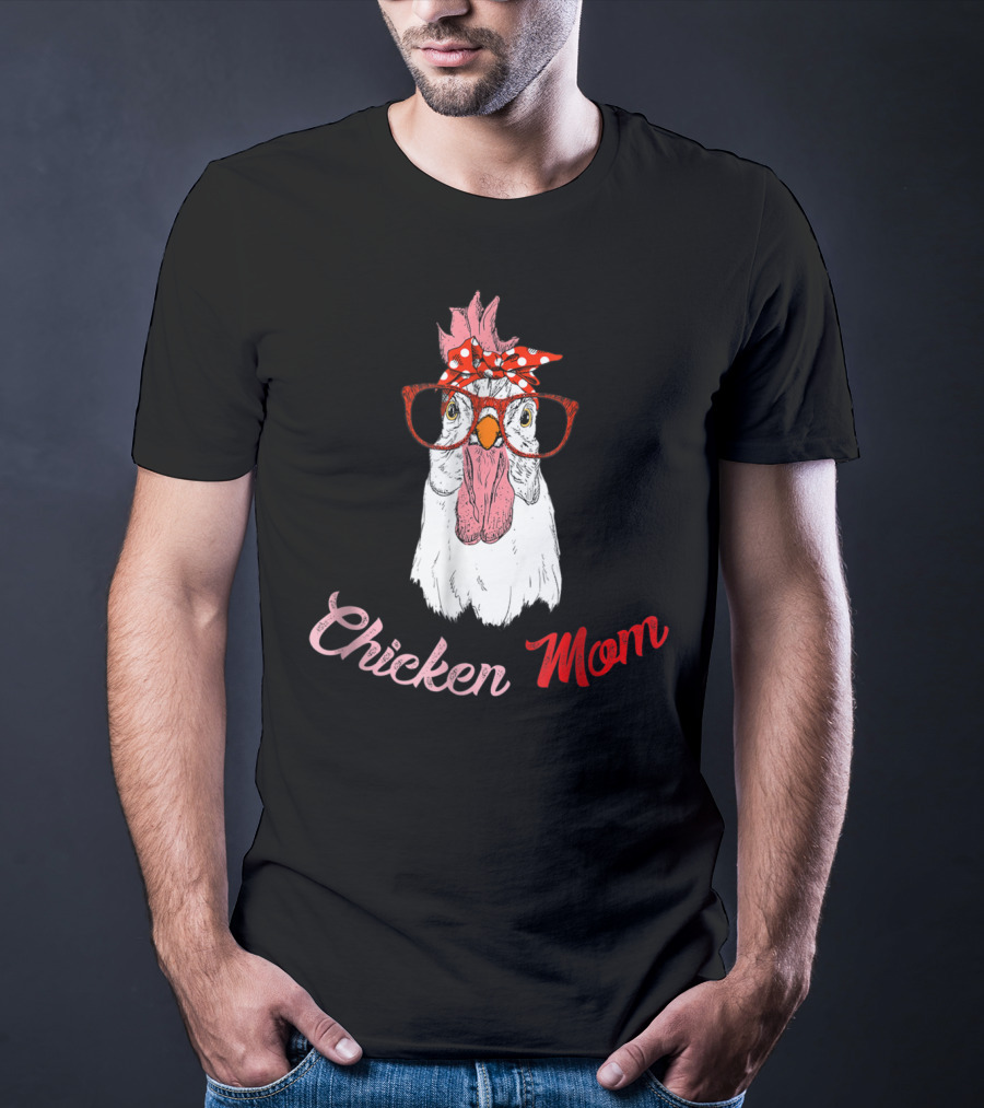 Chicken Mom Funny Turkey Humor Idea34 Chicken Mom Glasses Bandana T-Shirt