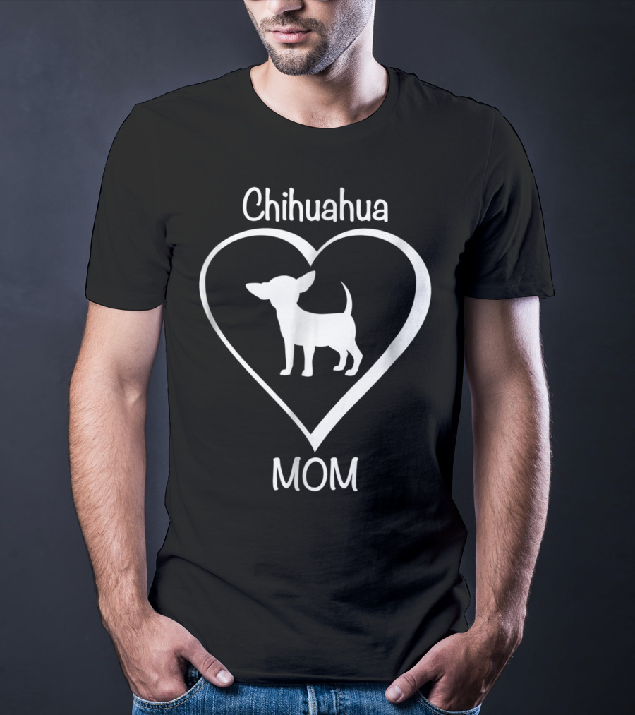Chihuahua Mom Heart Silhouette Love T-Shirt