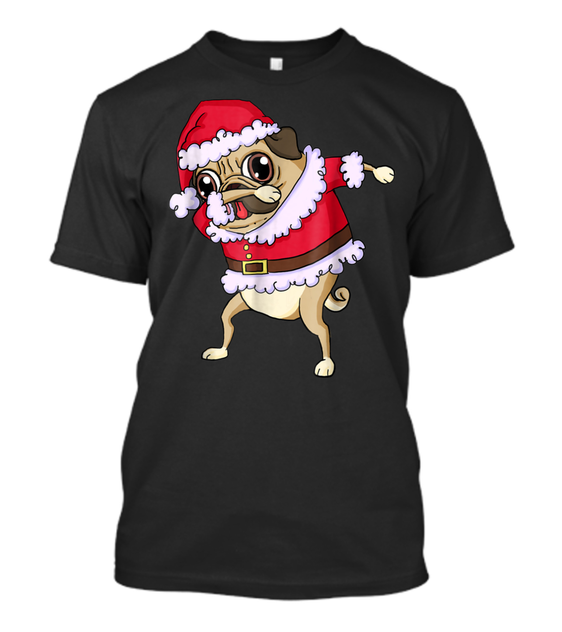 Christmas Pug Dabbing In Santa T-Shirt