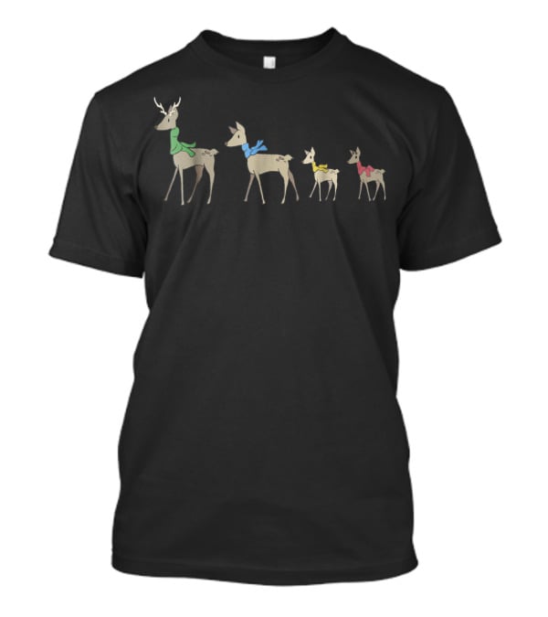 Christmas Deer Family Colorful Scarves Winter Holiday T-Shirt