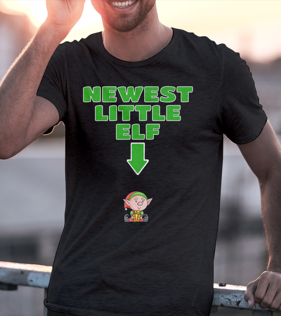Newest Little Elf Christmas Expecting Mom To Be Pregnant Wife T-Shirt