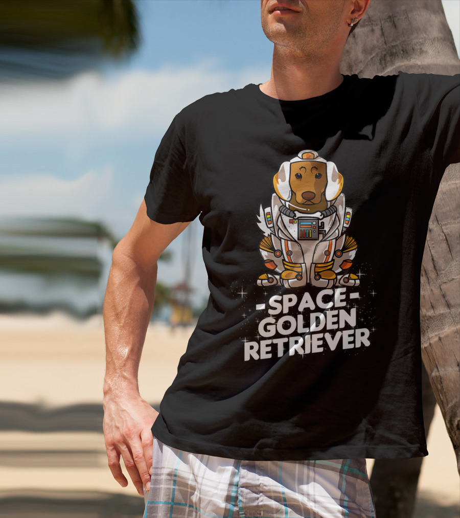 Space Golden Retriever Dog In Space Suit T-Shirt
