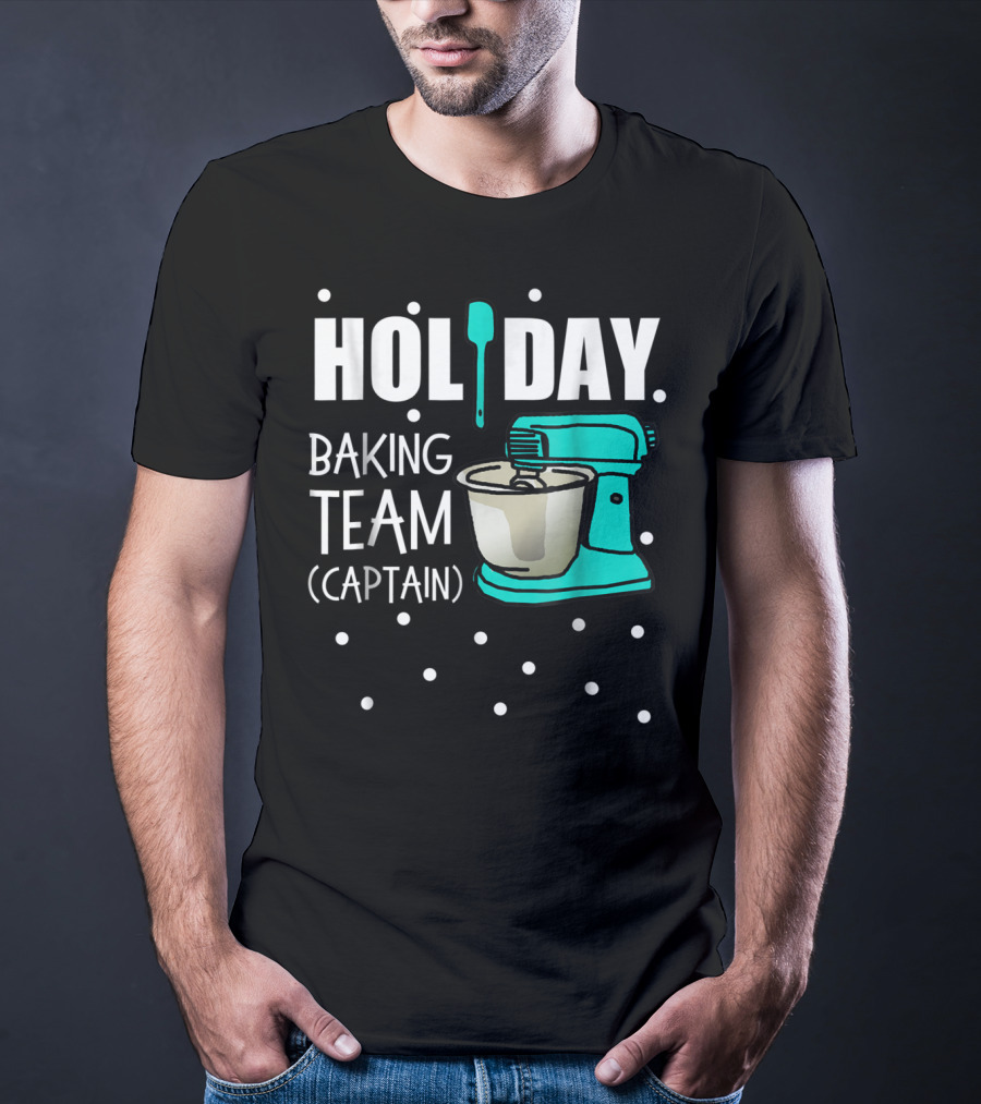 Holiday Baking Team Captain Mixer Snow Dots T-Shirt