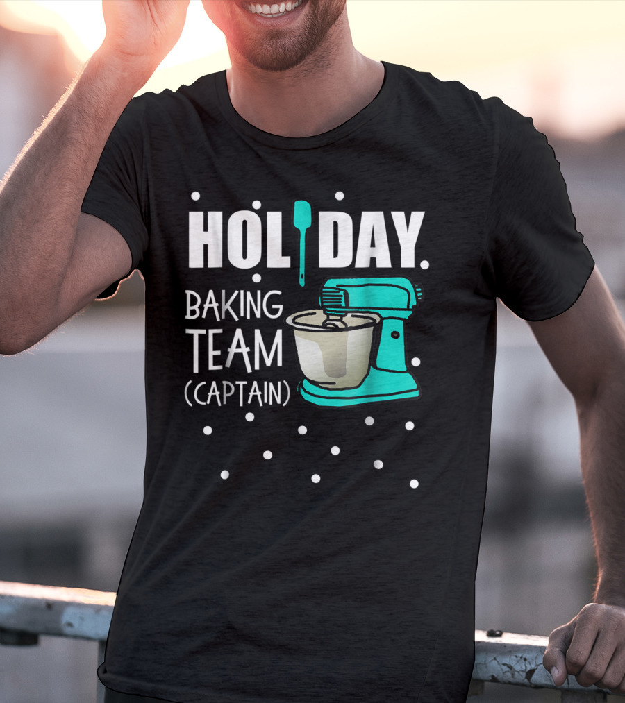 Holiday Baking Team Captain Mixer Snow Dots T-Shirt