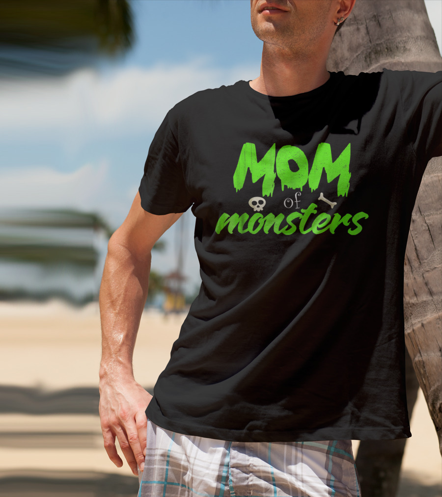 Mom Of Monsters Skull Bone Kids Christmas Girls T-Shirt