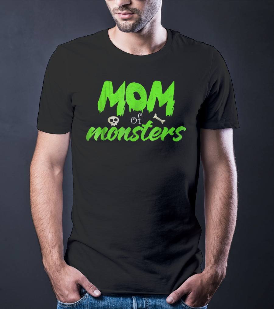 Mom Of Monsters Skull Bone Kids Christmas Girls T-Shirt