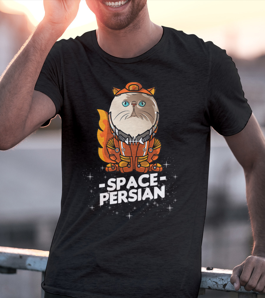 Space Persian Cat In Astronaut Suit With Christmas Flair T-Shirt