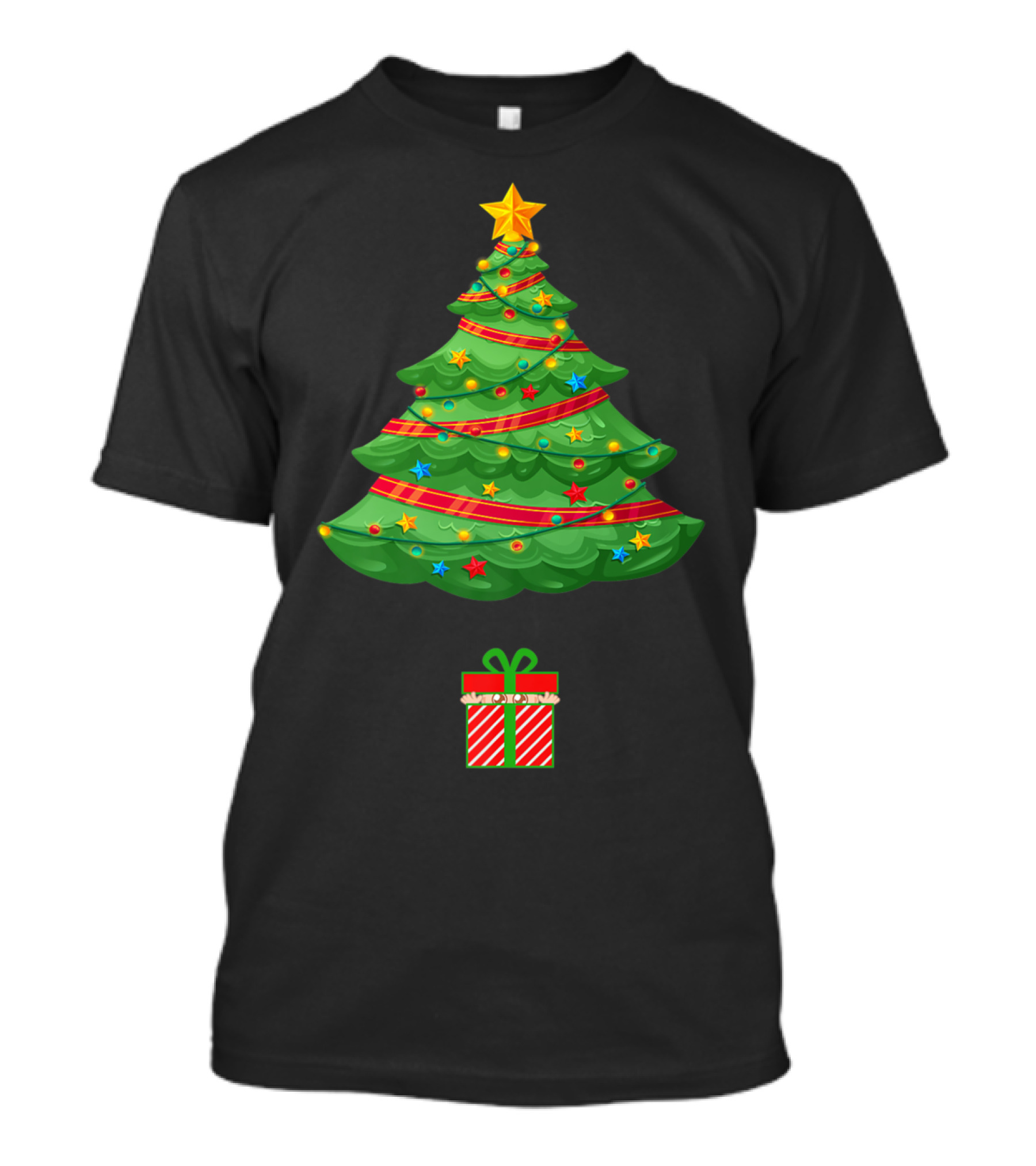 Christmas Tree Present Expecting Mom Baby Announcement T-Shirt