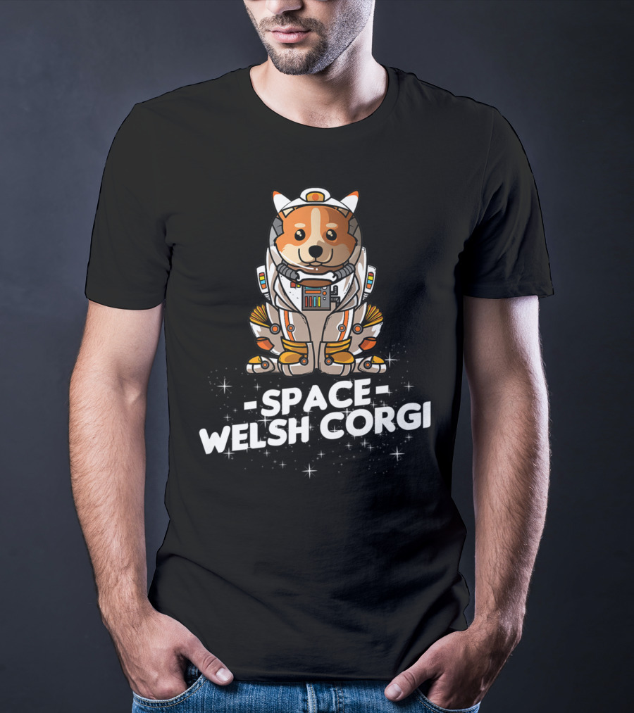 Space Welsh Corgi Christmas Suit Dog T-Shirt