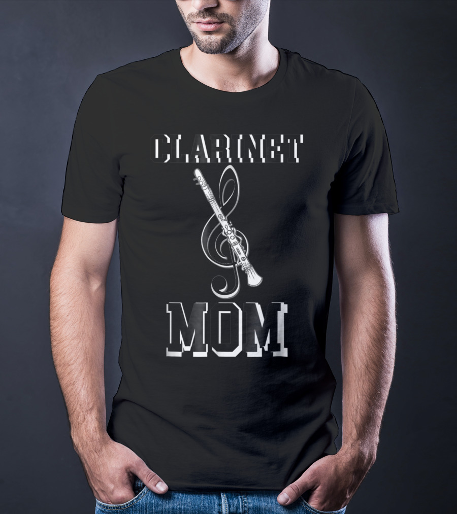 Clarinet Mom Marching Band Instrument School Clef T-Shirt
