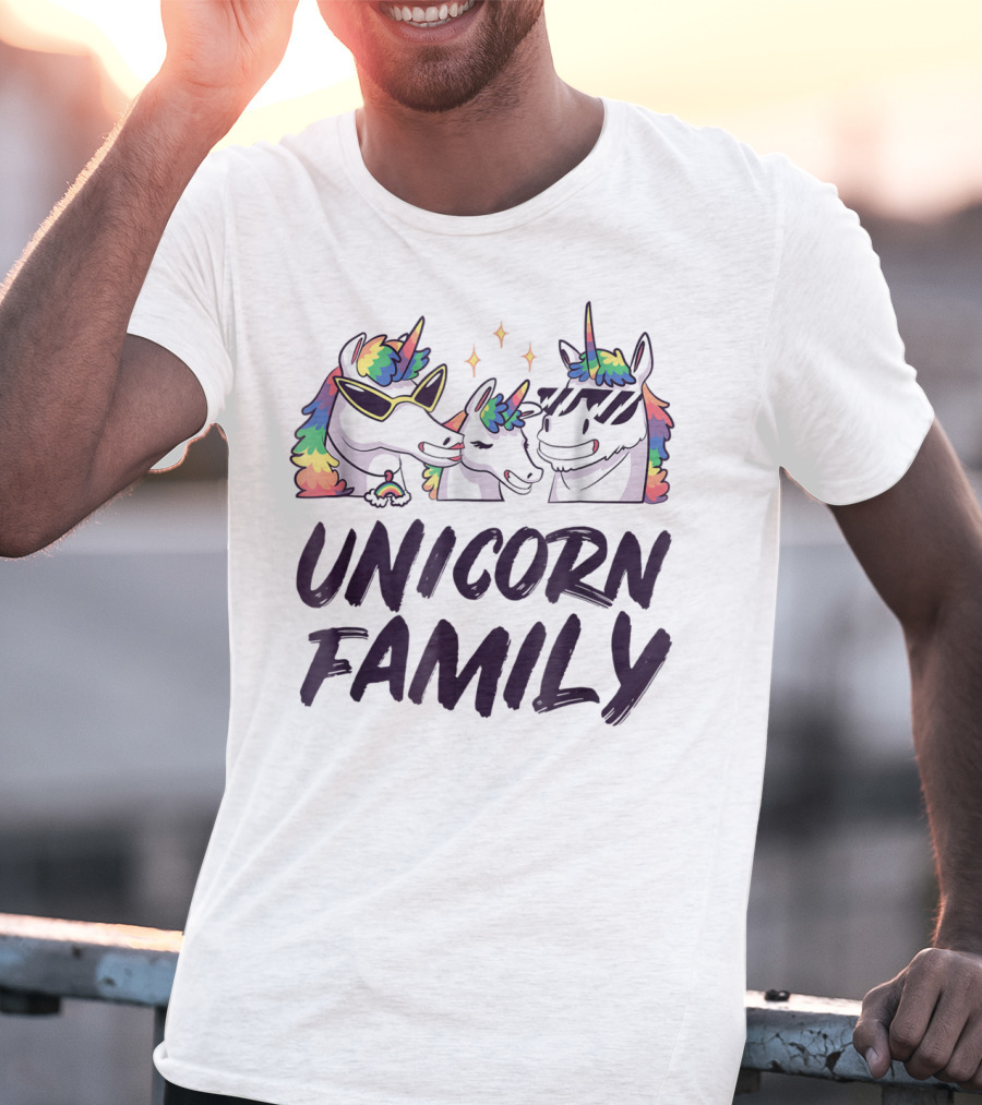 Cool Unicorn Family Colorful Son Daughter T-Shirt