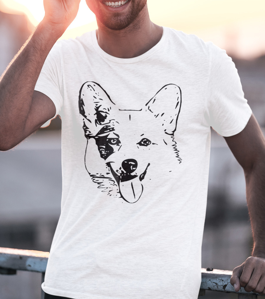 Corgi Face Dog Mom Or Dad Black T-Shirt