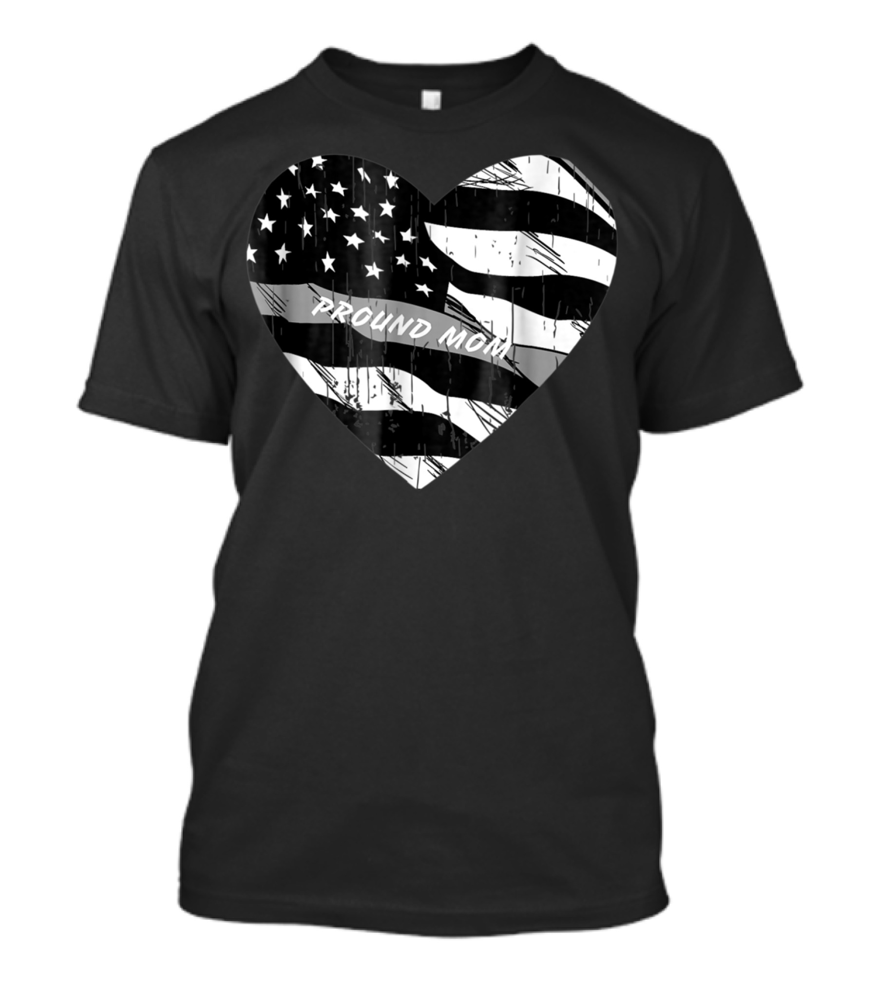 Correction Officer Proud Mom Thin Silver Line Flag Heart T-Shirt