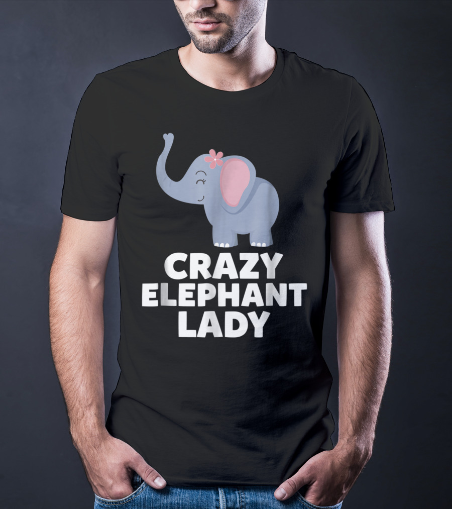 Crazy Elephant Lady Cute Funny Elephant With Flower T-Shirt