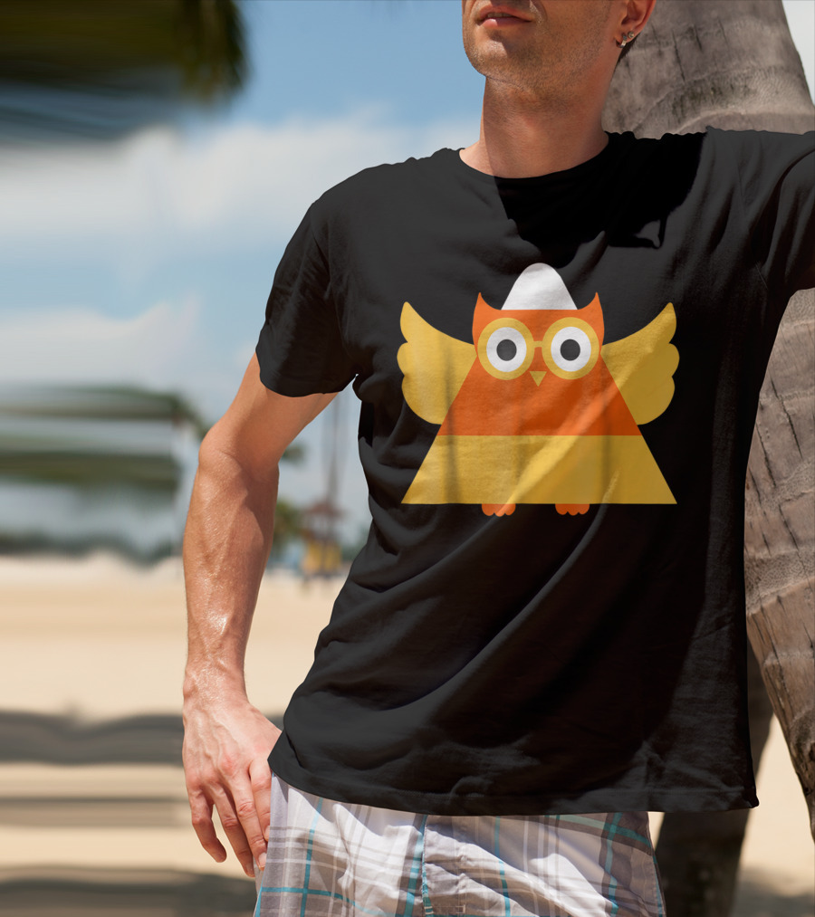 Cute Candy Corn Owl Halloween Costume Mom Matching T-Shirt