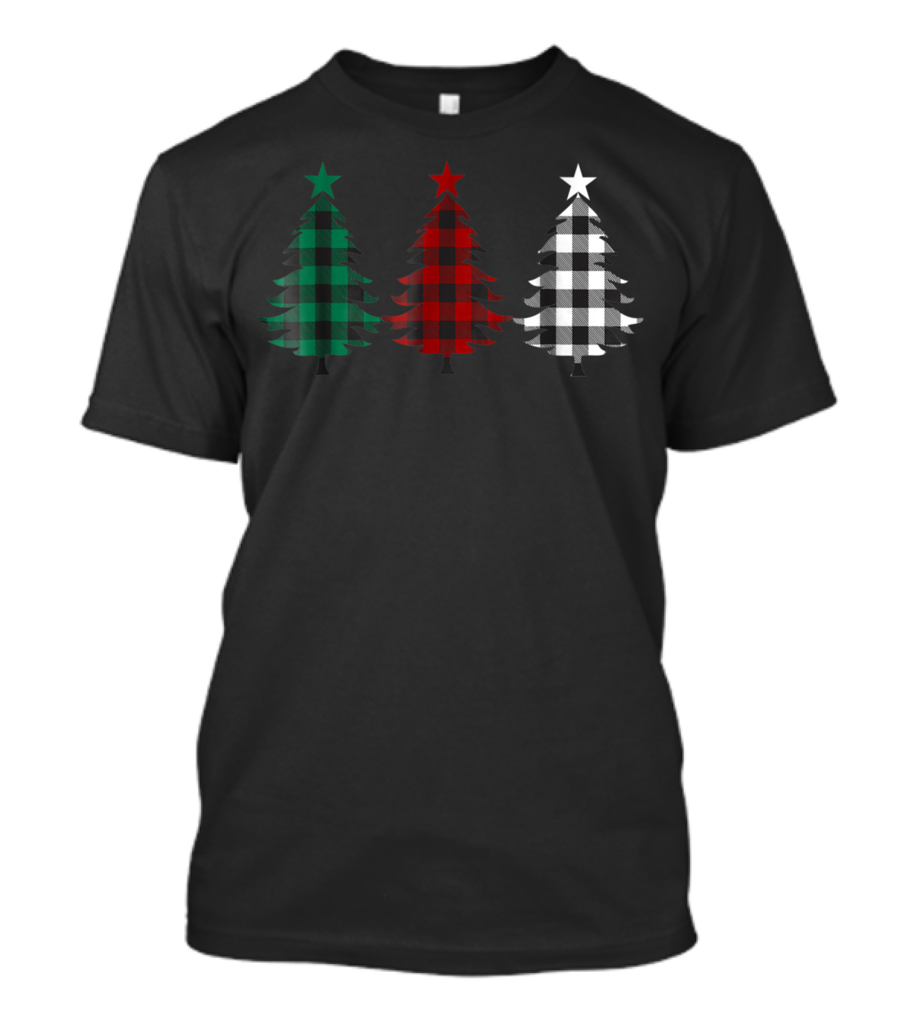 Cute Buffalo Plaid Christmas Trees Dad Kids T-Shirt