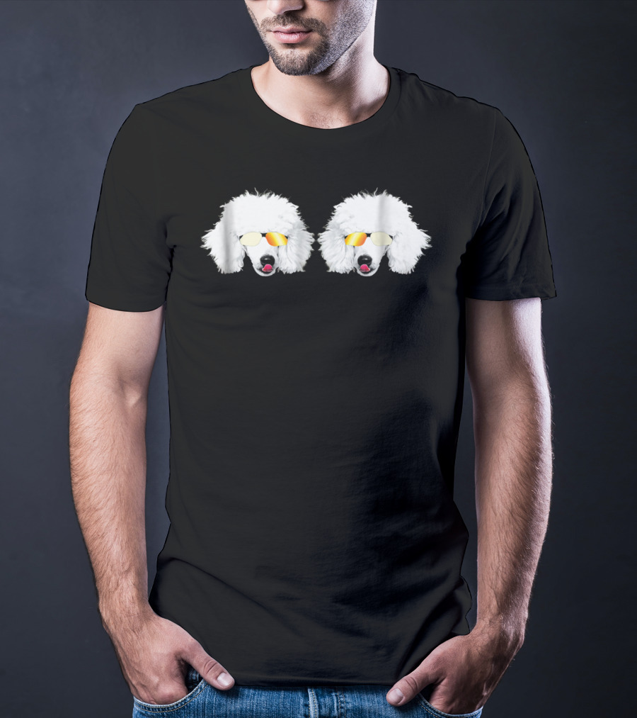 Cute Poodle White Poodle Sunglasses Fluffy Twins T-Shirt