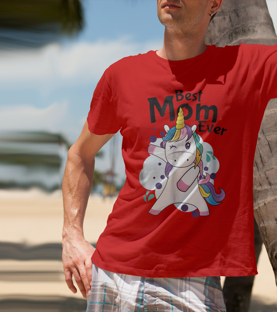 Best Mom Ever Cute Rainbow Unicorn Birthday T-Shirt