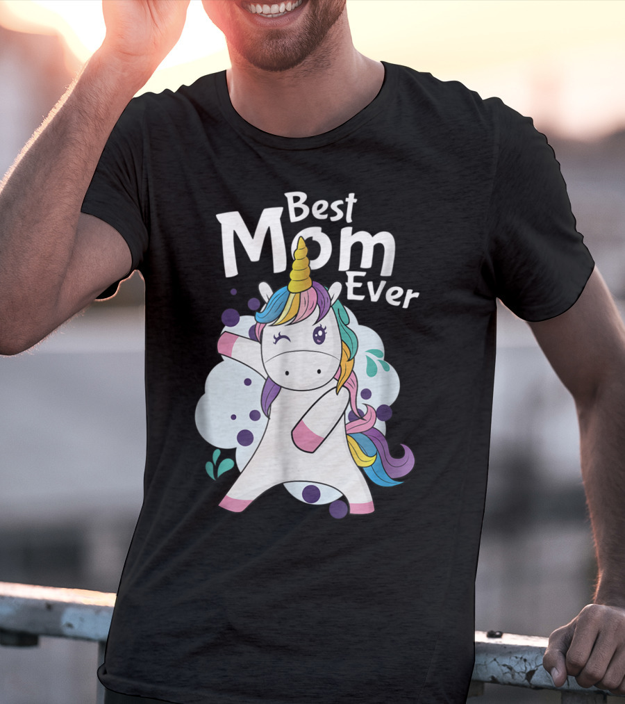 Best Mom Ever Cute Dancing Rainbow Unicorn T-Shirt